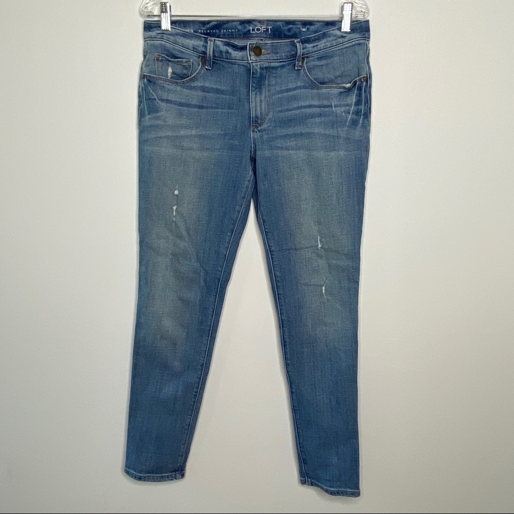 LOFT Relaxed Skinny Distressed Jeans